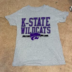 Gray t-shirt, K State Wildcat shirt, size small-medium